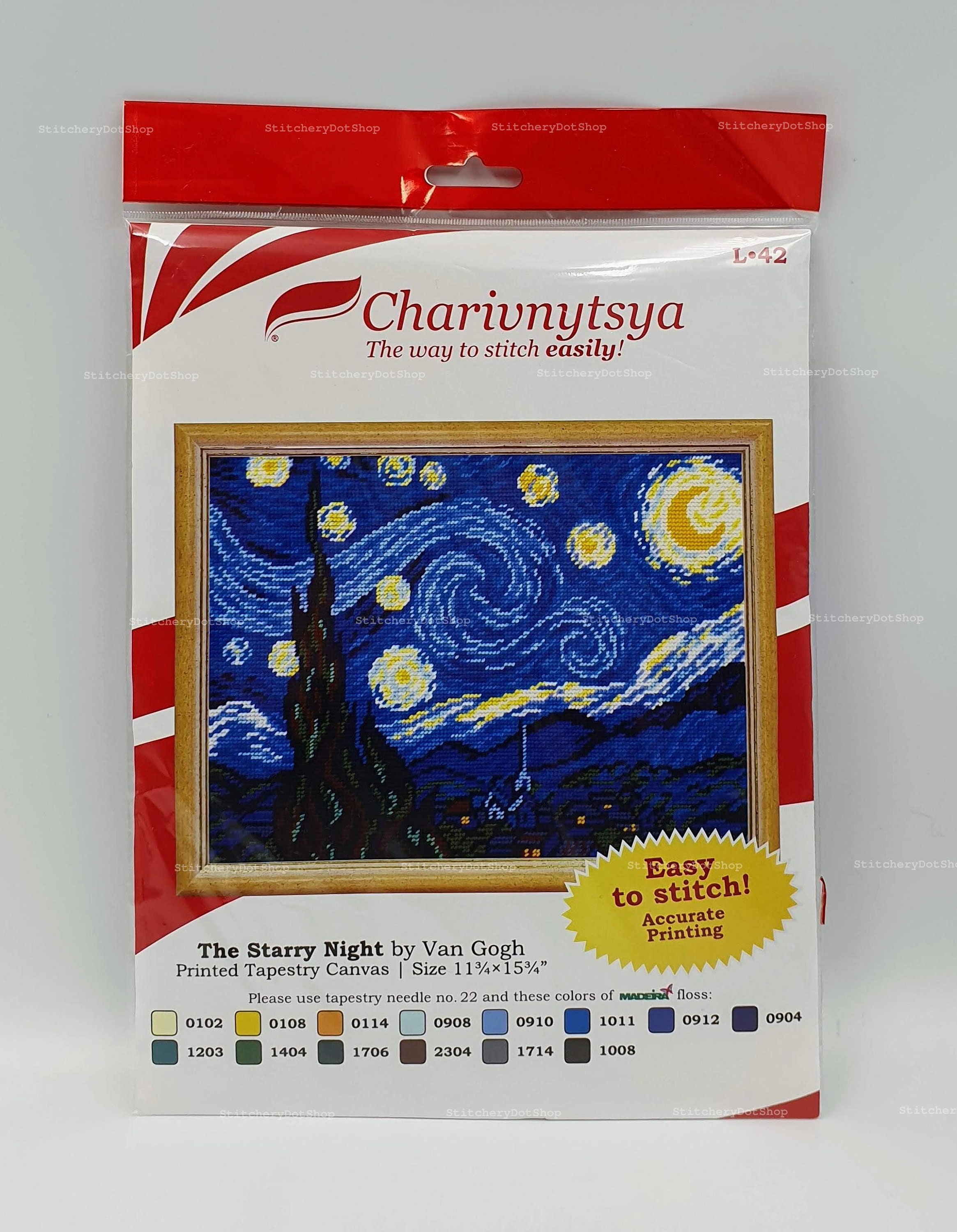 YEESAM ART Kreuzstich-Set „Van Gogh Sternenh Nacht“ – 11 CT, 59x45 Cm, Vorgedruckt, Für Anfänger & Erwachsene
