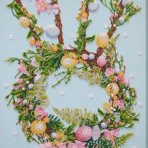 Bead Embroidery Kit "Spring joy" | DIY Beadwork Kit for Adults on Printed Canvas, Preciosa Beads