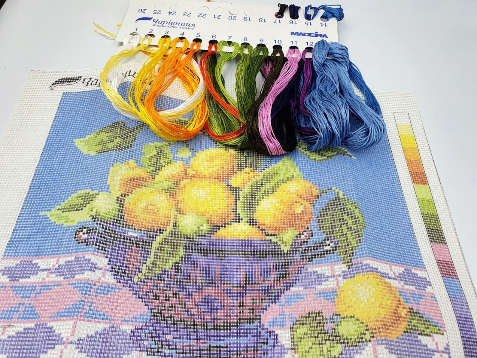 DIY Needlepoint Kit Cross Stitch Kit lemons in a Etsy