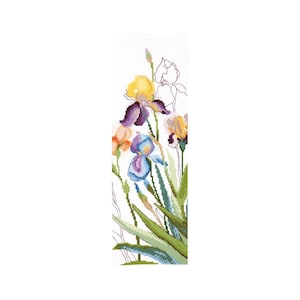 DIY Counted Cross Stitch Kit &quot;Iris aquarelle&quot;, Embroidery kit, Home decor