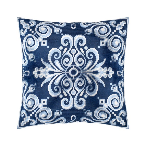 DIY Needlepoint Pillow Kit Tapestry cushion kit Half Cross Etsy