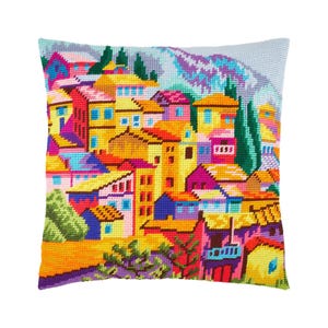 DIY Needlepoint Pillow Kit &quot;Montenegro&quot;, Tapestry cushion kit, Half Cross Stitch Kit, Embroidery kit, size 16&quot;x16&quot; (40x40 cm), Printed