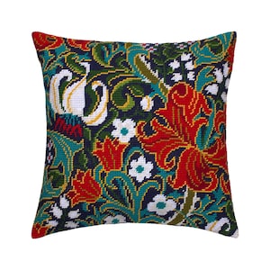 DIY-borduurkussenset "Golden Lily" | Kussen tapijt, borduurpakket tentsteek, borduurkussen, bedrukt canvas, 16 x 16 inch, 40 x 40