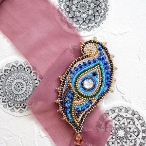 DIY Jewelry making kit &quot;Egret&quot;, Seed beaded brooch, Bead Embroidery Kit A05