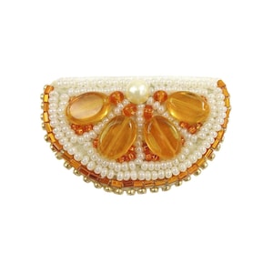 Beadwork kit for creating brooch &quot;Orange&quot;, DIY Jewelry making kit, Brooch Pin kit, Seed beaded brooch, Bead Embroidery Kit