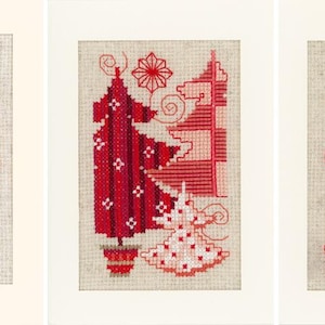 Kit de cartões de felicitações DIY, conjunto de 3 motivos de Natal, kit de ponto cruz contado, kit de bordado, cartões de felicitações de Natal