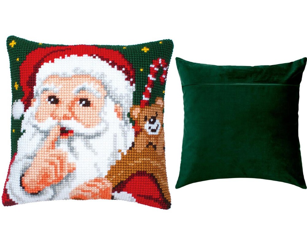 DIY Needlepoint Pillow Kit Vervaco HAPPY SANTA | Etsy