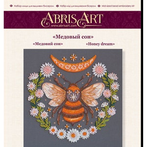 DIY Bead Embroidery Kit on art canvas Honey dream, Craft kit, Beading pattern, Home decor, A07 Abris Art image 9