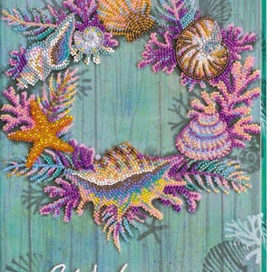 Bead Embroidery Kit "Wreath of shells" | DIY Beadwork Kit for Adults on Printed Canvas, Preciosa Beads