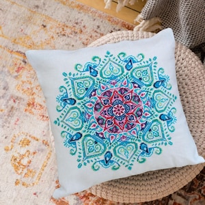 DIY Counted Cross Stitch Pillow Kit &quot;Mandala&quot;, Embroidery Pillow case kit, Needlepoint Cushion Kit, Abris Art A03