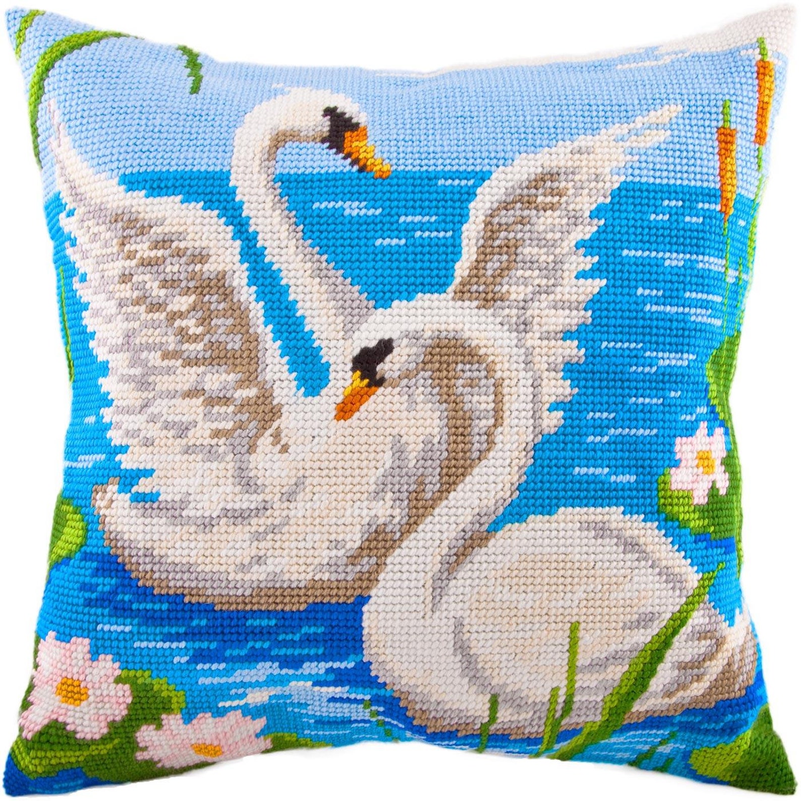 DIY Needlepoint Pillow Kit swans Tapestry Cushion Etsy
