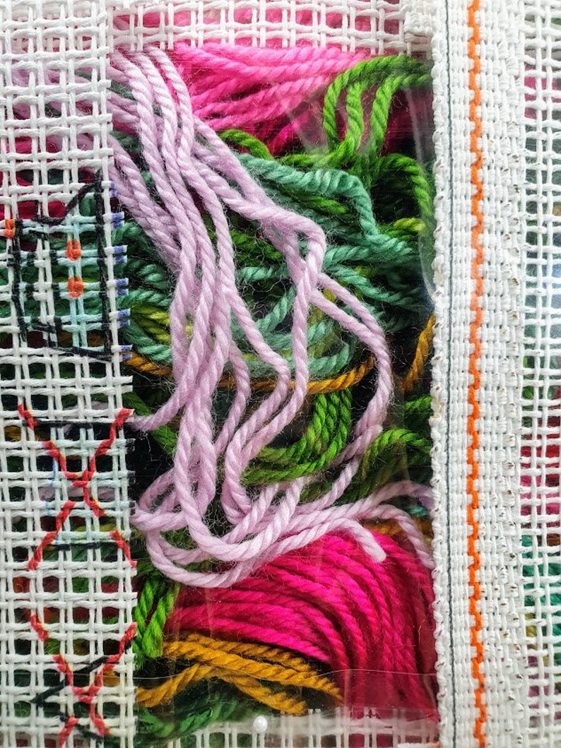 DIY Needlepoint Pillow Kit Hibiscus Cross Stitch Etsy