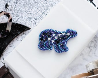 DIY Jewelry making kit "Ursa Minor", Seed beaded brooch, Bead Embroidery Kit