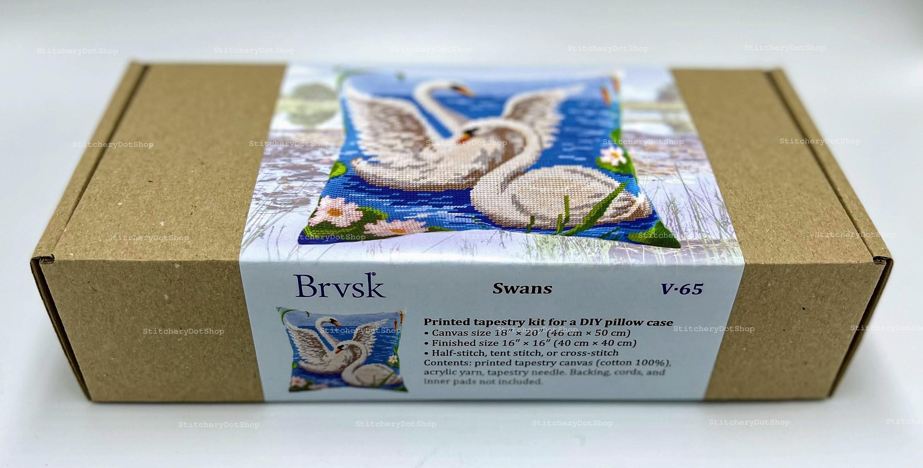 DIY Needlepoint Pillow Kit swans Tapestry Cushion Etsy