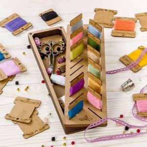 Box For Handicraft , Wooden organizer for threads, Floss holder, Needlework storage, Craft supplies, Gift for women
