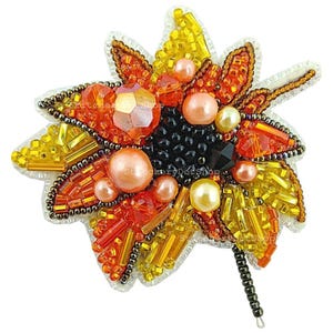Beadwork kit for creating brooch Sunflower, DIY Jewelry making kit, Brooch Pin kit, Seed beaded brooch, Bead Embroidery Kit