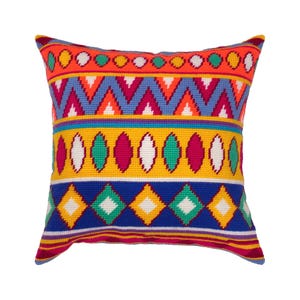 DIY Needlepoint Pillow Kit &quot;Mexico&quot;, Tapestry cushion kit, Half Cross Stitch Kit, Embroidery kit, size 16&quot;x16&quot; (40x40 cm), Printed Canvas