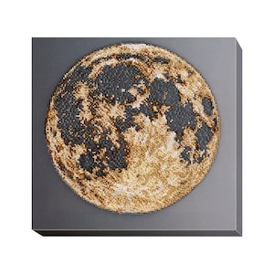 DIY Bead Embroidery Kit on Art Canvas &quot;Moon&quot; | Unique Beadwork Kit for Home Décor | B02 Abris Art, Needlework Craft Kit