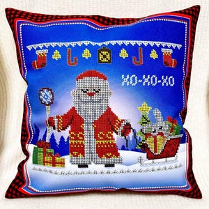 DIY Bead embroidery pillowcase kit &quot;Saint Nicholas&quot;, Cushion cover kit, Needlepoint beading kit, Home decor