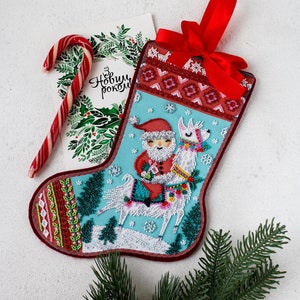 DIY Bead embroidery kit on art canvas &quot;I believe in fairy tales&quot;, Christmas Stocking Beadwork kit, Abris Art A01, diy needlework craft kit