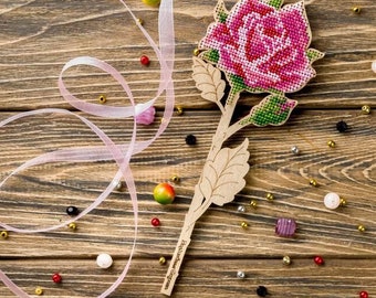 DIY Bead Embroidery Kit on Wood - &quot;Rose&quot; | Handmade Beaded Décor | Perfect Gift Idea