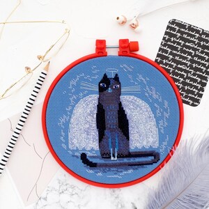 DIY Counted Cross Stitch Kit &quot;Cat&quot; with hoop, Embroidery kit, Home decor, Abris Art A03
