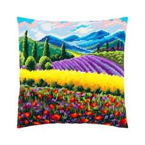 DIY Needlepoint Pillow Kit &quot;Provence&quot;, Tapestry cushion kit, Half Cross Stitch Kit, Embroidery kit, size 16&quot;x16&quot; (40x40 cm), Printed Canvas