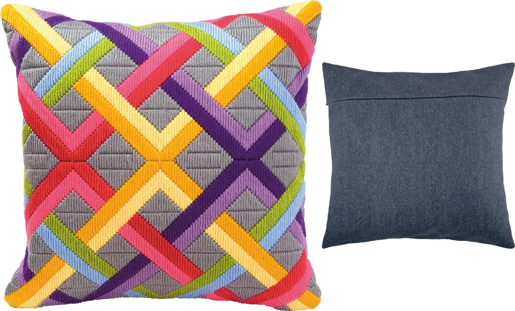 DIY Needlepoint Kit Long Stitch Cushion Kit Colorful Etsy