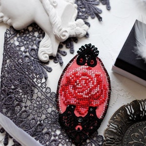DIY Jewelry making kit &quot;Passion&quot;, Seed beaded brooch, Bead Embroidery Kit A05