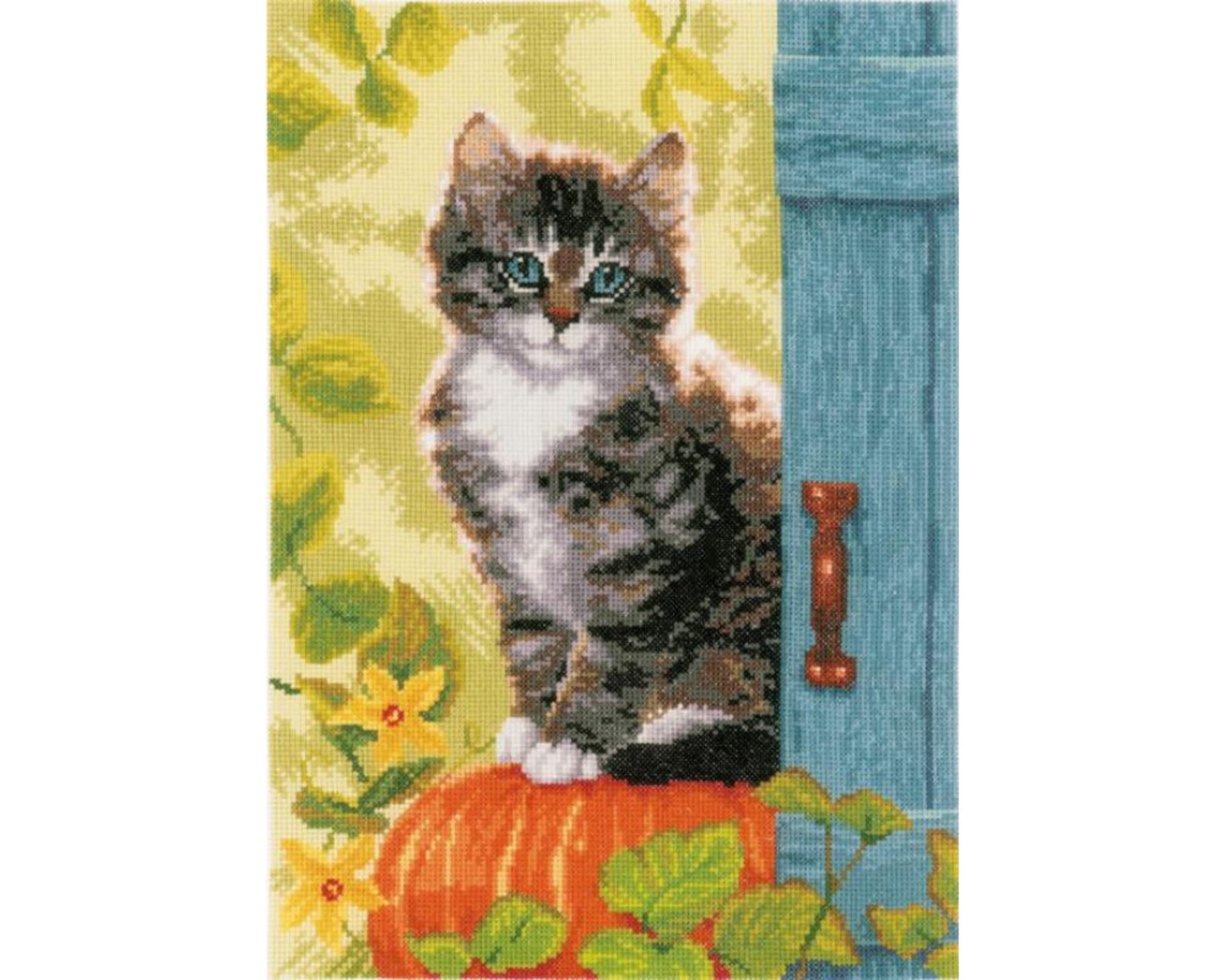 Counted Cross Stitch Kit With Chart cat & Pumpkin Etsy
