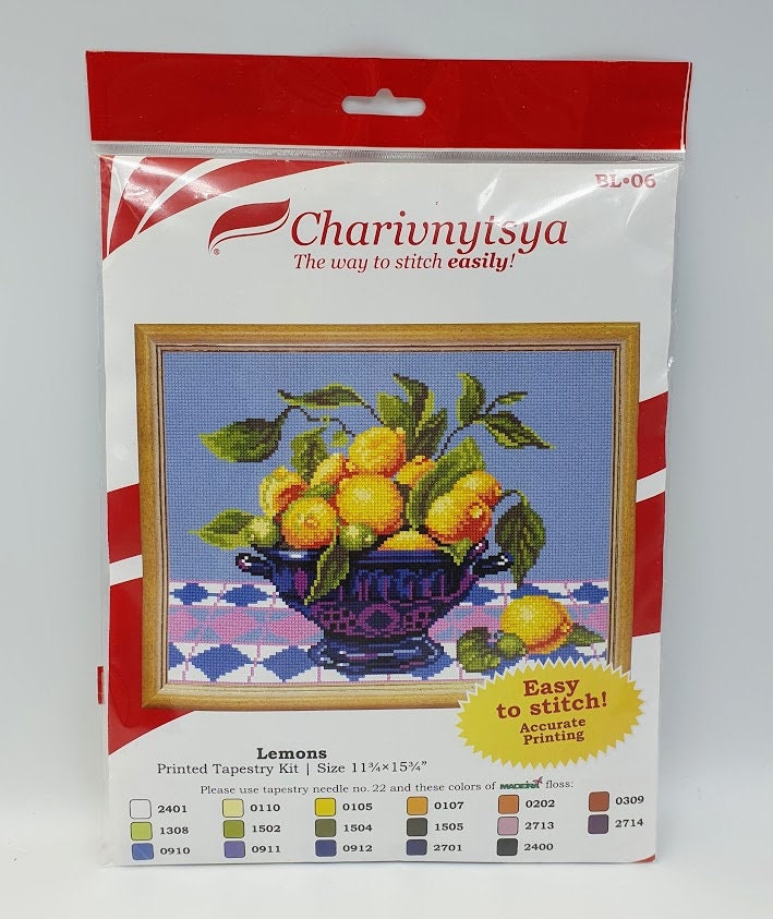 DIY Needlepoint Kit Cross Stitch Kit lemons in a Etsy