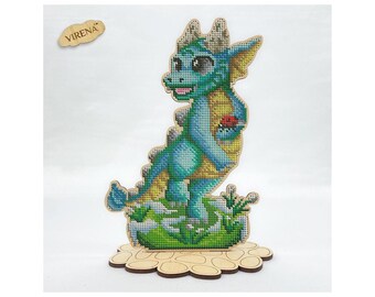 DIY Bead embroidery kit "New Year symbol Spring dragon" Christmas gifts, Embroidery on wood, Christmas decoration