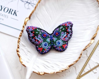 DIY Jewelry making kit "Butterfly", Seed beaded brooch, Bead Embroidery Kit A05