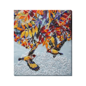 DIY Bead Embroidery Kit on Art Canvas &quot;Main Bead Embroidery Kit Under the viburnum&quot; | Unique Beadwork Kit for Home Décor | B31 Abris Art