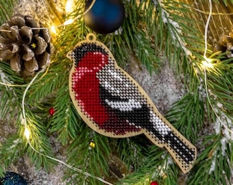 DIY Christmas tree toy kit "Bullfinch", Christmas tree decor, Beaded ornament