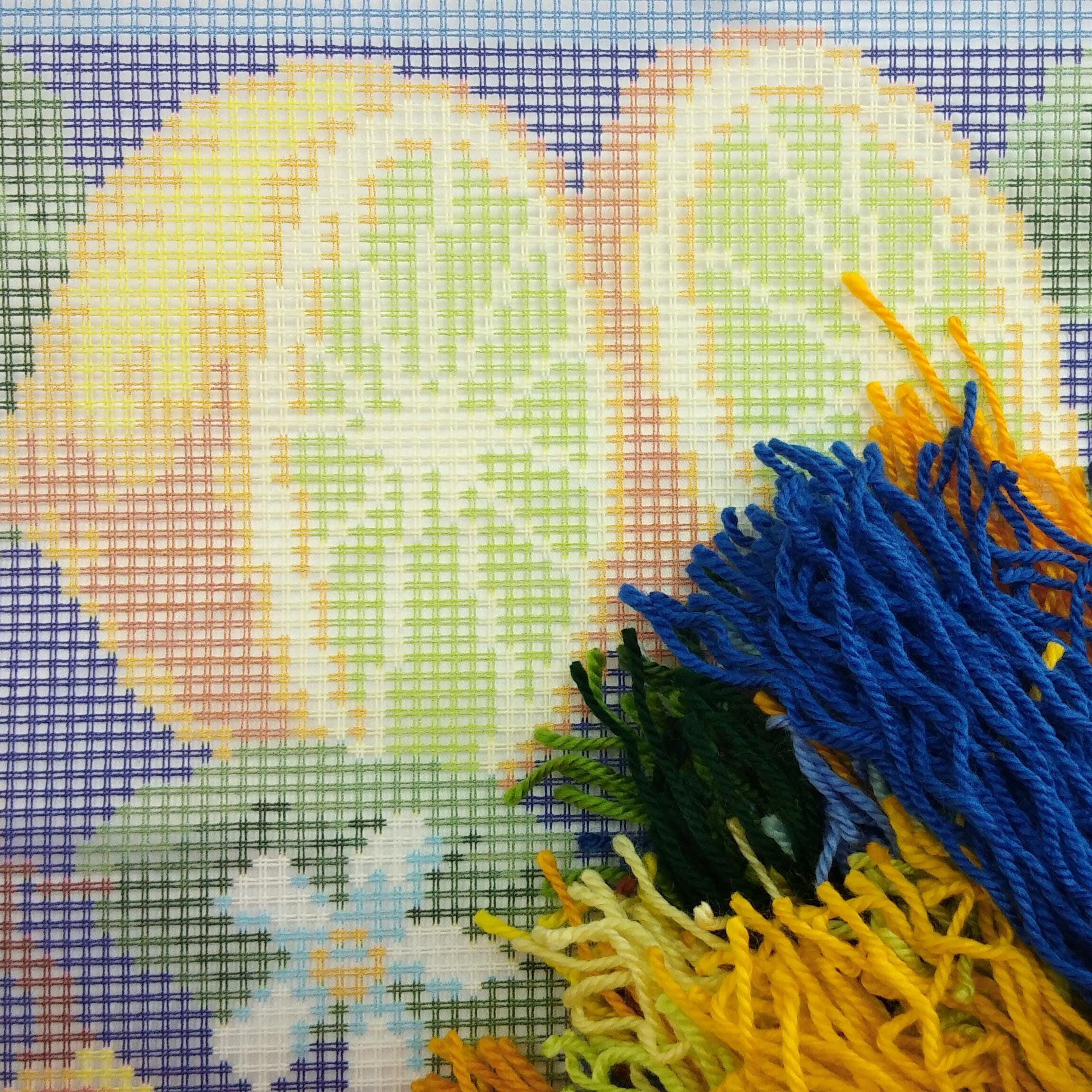 Kit D'Oreillers Vintage - Broderie Crewel Motif Citronnier - État Neuf