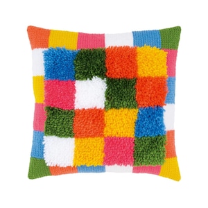 DIY Tapestry Cushion Kit &quot;Bright squares&quot;, Needlepoint Pillow Kit, Embroidery kit, size 16&quot;x16&quot;