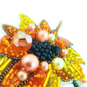 Beadwork kit for creating brooch Sunflower, DIY Jewelry making kit, Brooch Pin kit, Seed beaded brooch, Bead Embroidery Kit