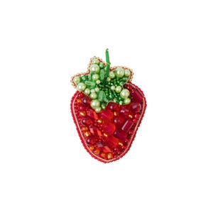 Beadwork kit for creating brooch &quot;Strawberry&quot;, DIY Jewelry making kit, Brooch Pin kit, Seed beaded brooch, Bead Embroidery Kit