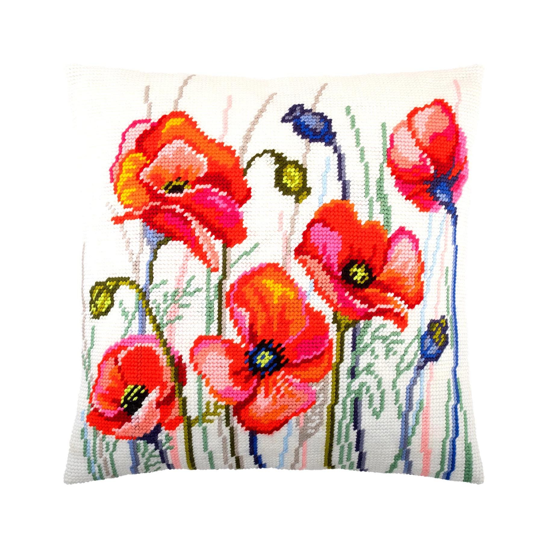 DIY Needlepoint Pillow Kit Poppies flowers Etsy