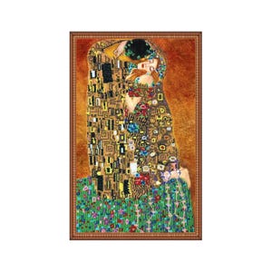DIY Bead Embroidery Kit, Beadwork Craft Kit for Adults, Art Canvas Wall Decor, Needlework Gift – "The kiss"