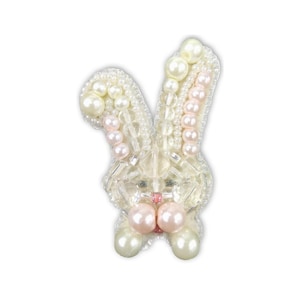 Beadwork kit for creating brooch &quot;Bunny&quot;, DIY Jewelry making kit, Brooch Pin kit, Seed beaded brooch, Bead Embroidery Kit