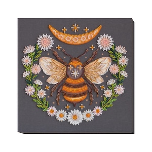 DIY Bead Embroidery Kit "Honey dream" | Beading Pattern Kit for Adults A08 | Handmade Home Decor on Art Canvas | Craft Kit | Handmade Wall
