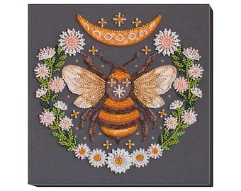 DIY Bead Embroidery Kit &quot;Honey dream&quot; | Abris Art Beading Pattern Kit for Adults A08 | Handmade Home Decor on Art Canvas | Craft Kit |