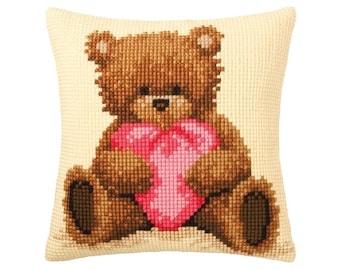 DIY Cross Stitch Cushion Kit "I love you", Needlepoint Pillow Kit, Embroidery kit, 16"x16"