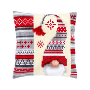 DIY Cross Stitch Cushion Kit &quot;Christmas Elf&quot; | Needlepoint Pillow Kit | Embroidery kit | Home decor