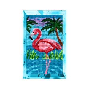 "DIY Gedruckt Tapisserie ""Flamingo"" 15 x 25 cm, Nadelspitzen Kit, Stickerei Kit, Leinwand gedruckt."