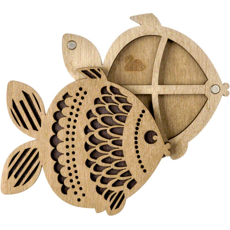 Beaded Fish Rack Wood Bead Organizer Tray With Wooden Lid