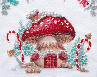 DIY Bead Embroidery Kit on art canvas "Winter magic", Beading pattern, Home decor, A07 Abris Art