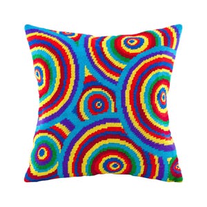 DIY Needlepoint Pillow Kit &quot;Mexico&quot;, Tapestry cushion kit, Half Cross Stitch Kit, Embroidery kit, size 16&quot;x16&quot; (40x40 cm), Printed Canvas